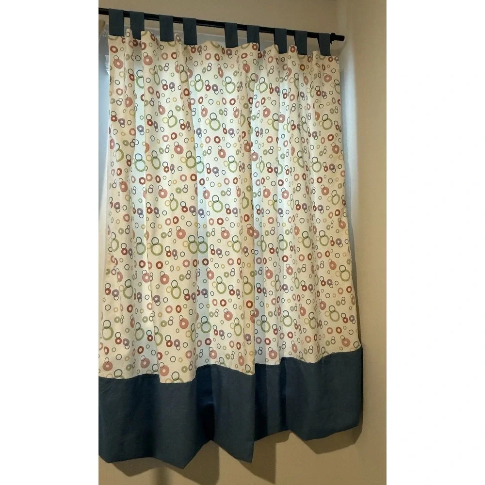 Custom Made Lined Tab Top Window Panels (2) 72Wx68L Colorful